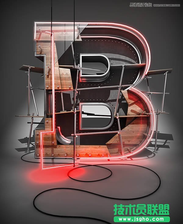 C4D如何制作三維立體藝術(shù)字母B 三聯(lián)