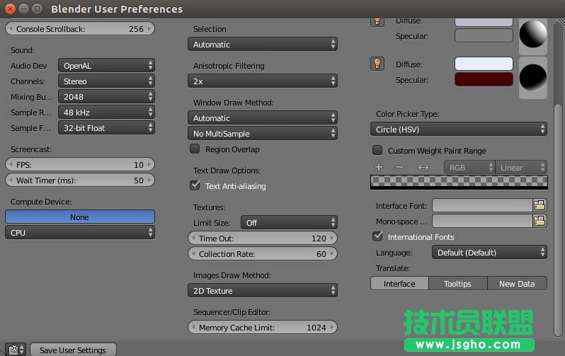 Blender2.7.8中文顯示框框亂碼怎么解決