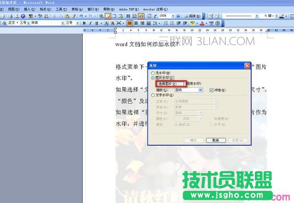 word怎么設置水紋