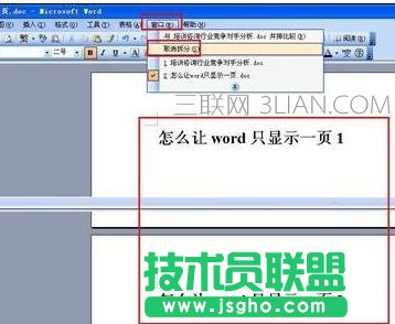 怎么設(shè)置word只顯示一頁 三聯(lián)