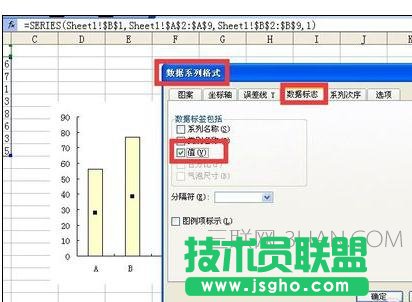 Excel2010中圖表設置數據標志顯示位置的操作方法