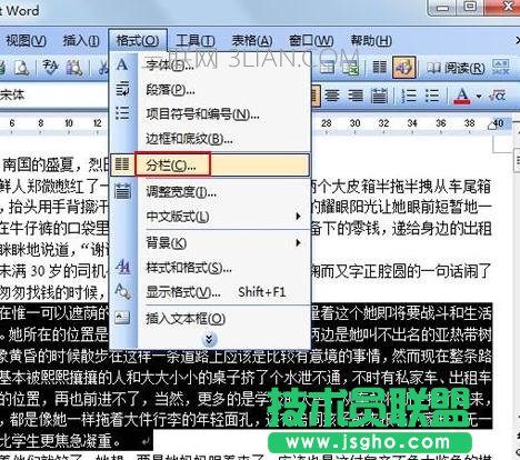 Word如何將文檔進行分欄查看 三聯