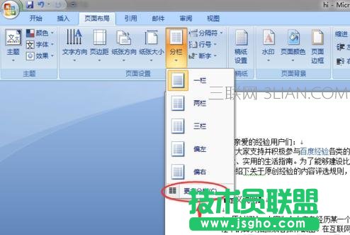 word如何設置一頁分兩欄