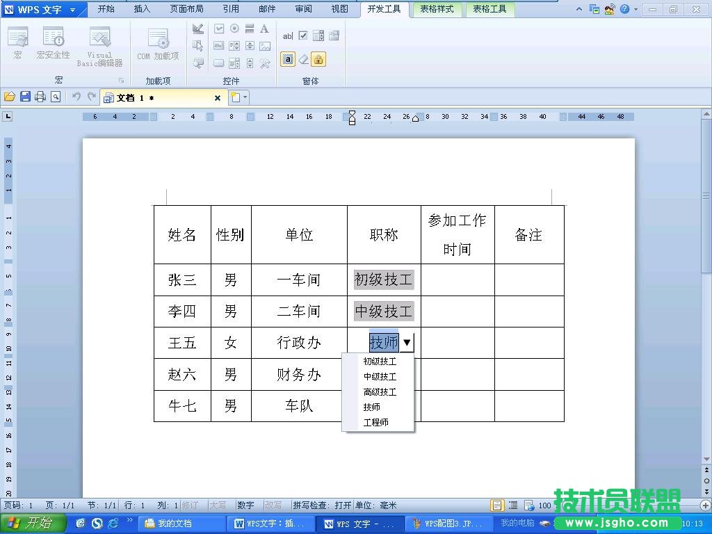 WPS文字插入表格填充教程