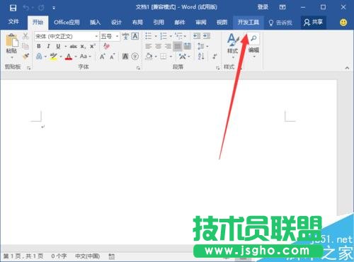 Word2016中添加開發工具選項卡到界面顯示的方法