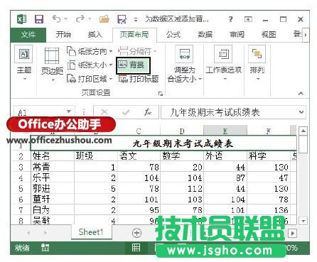 Excel 2013中為數據區域添加背景圖片的的方法   三聯
