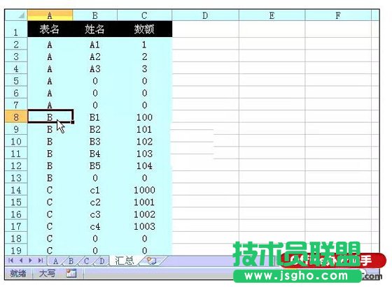 使用excel函數(shù)公式合并多個工作表的方法