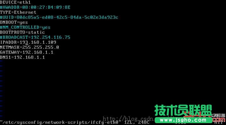 centos安裝后的網卡配置