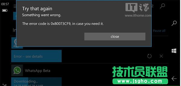 Win10 Mobile預覽版14905：應用更新遭遇0x80073cf9錯誤的解決方法 三聯