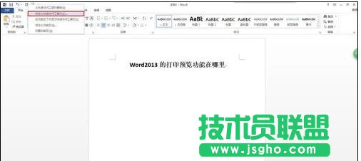 word2013打印預覽在哪
