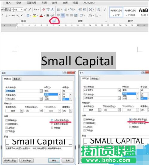 word設小型大寫字母small capitals