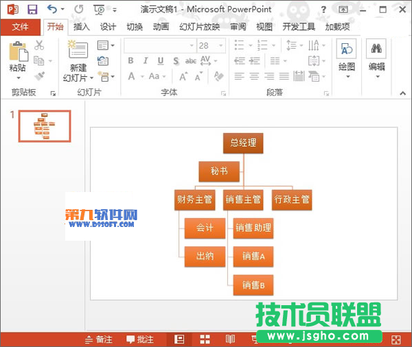 PowerPoint2013如何繪制層次結構圖