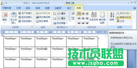 Word 2007如何將表格轉換為文本 三聯