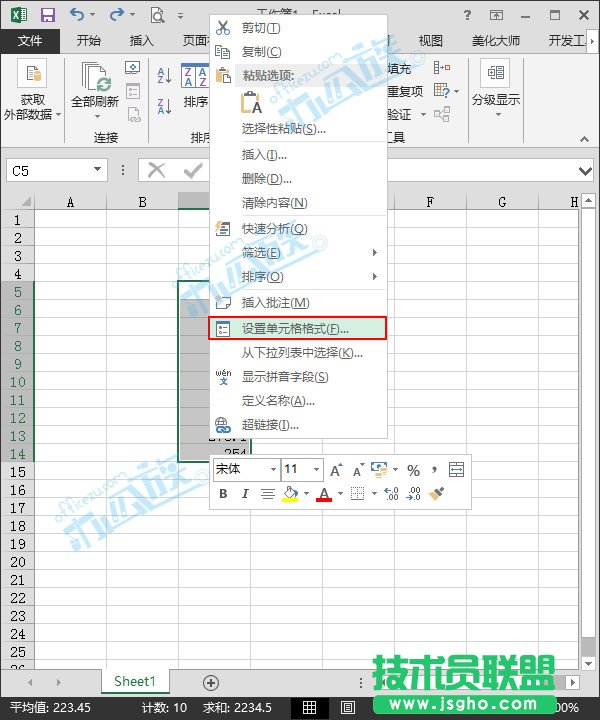 設置單元格格式