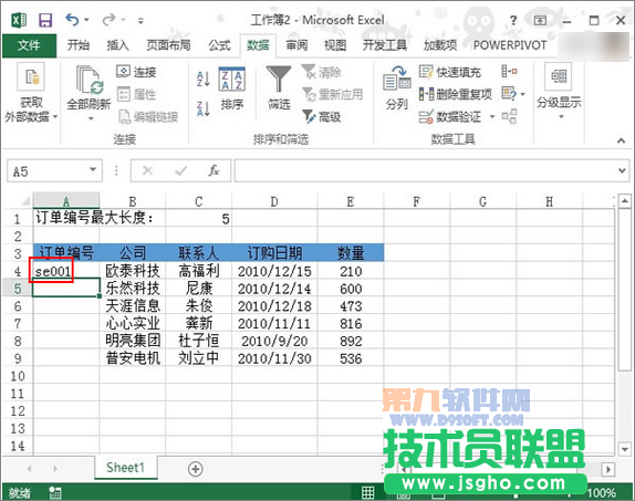 Excel2013教程 設置單元格輸入長度數據